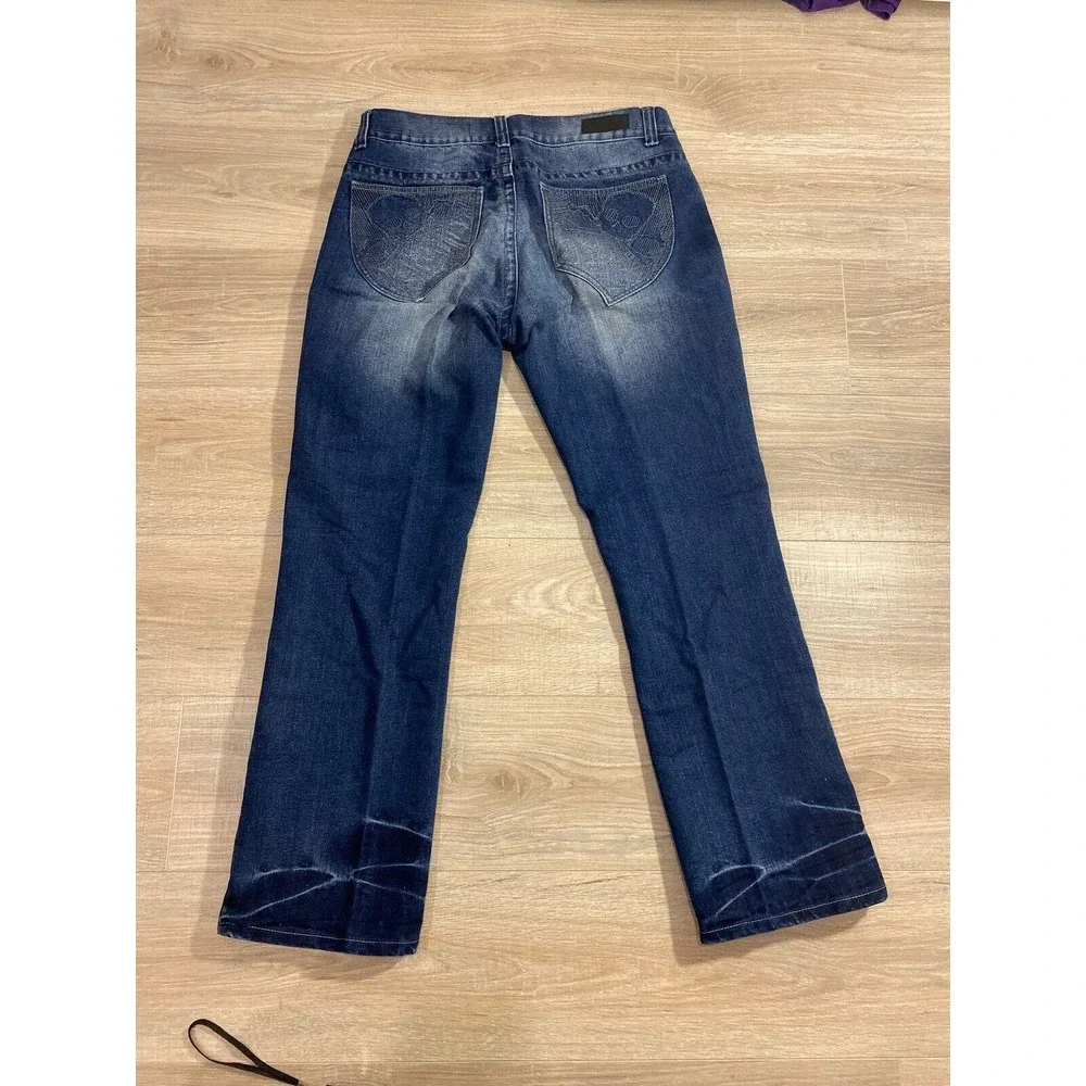 Vintage G TTON Skull Embroidered Mens Jeans Sz 34 X 30 Skate Goth Skinny Fit